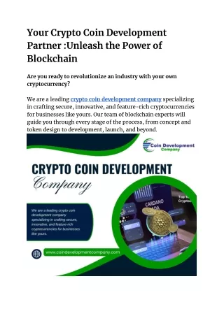 Your Crypto Coin Development Partner _Unleash the Power of Blockchain
