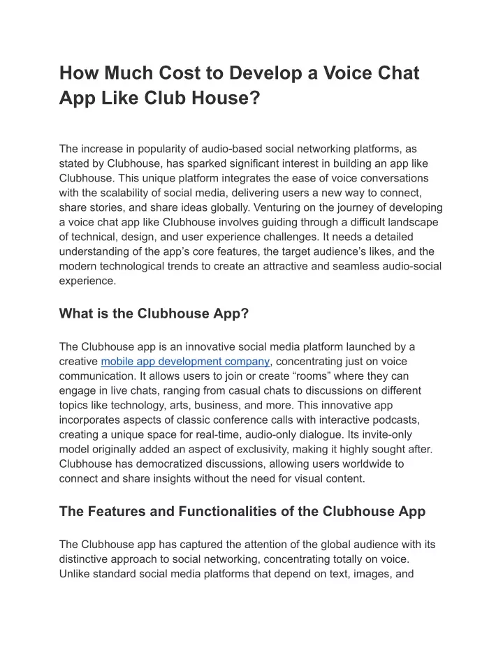 how much cost to develop a voice chat app like