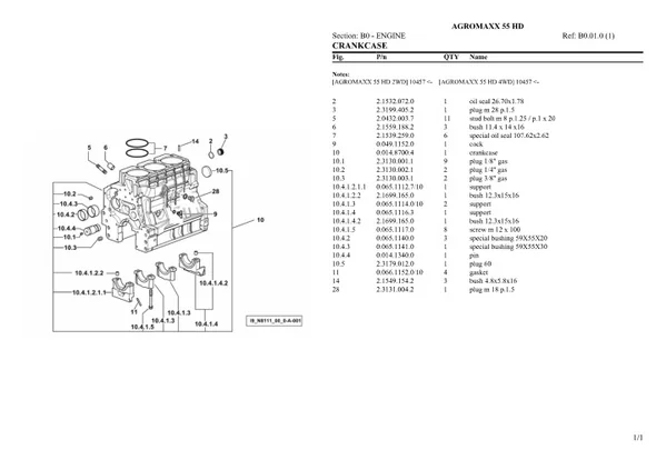 Deutz Fahr agromaxx 55 HD Tractor Parts Catalogue Manual Instant Download