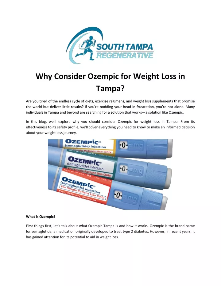 why consider ozempic for weight loss in tampa