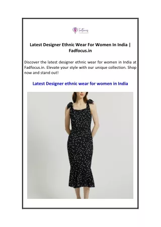 Latest Designer Ethnic Wear For Women In India  Fadfocus.in