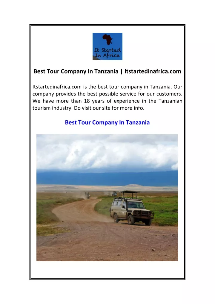 best tour company in tanzania itstartedinafrica