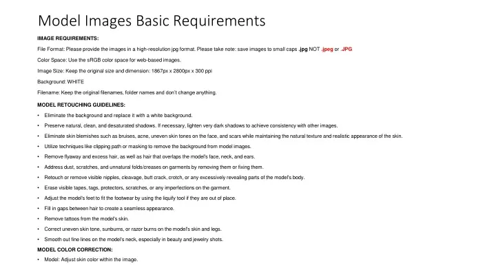 model images basic requirements