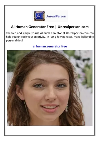 Ai Human Generator Free | Unrealperson.com