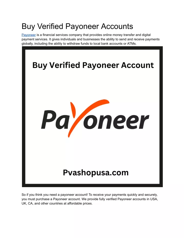 buy verified payoneer accounts