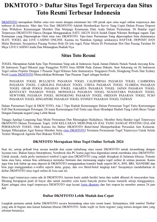 DKMTOTO: Daftar Situs Togel Terpercaya dan Situs Toto Resmi Terbesar Indonesia
