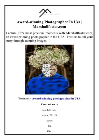 Award-winning Photographer In Usa  Marshallfoster.com