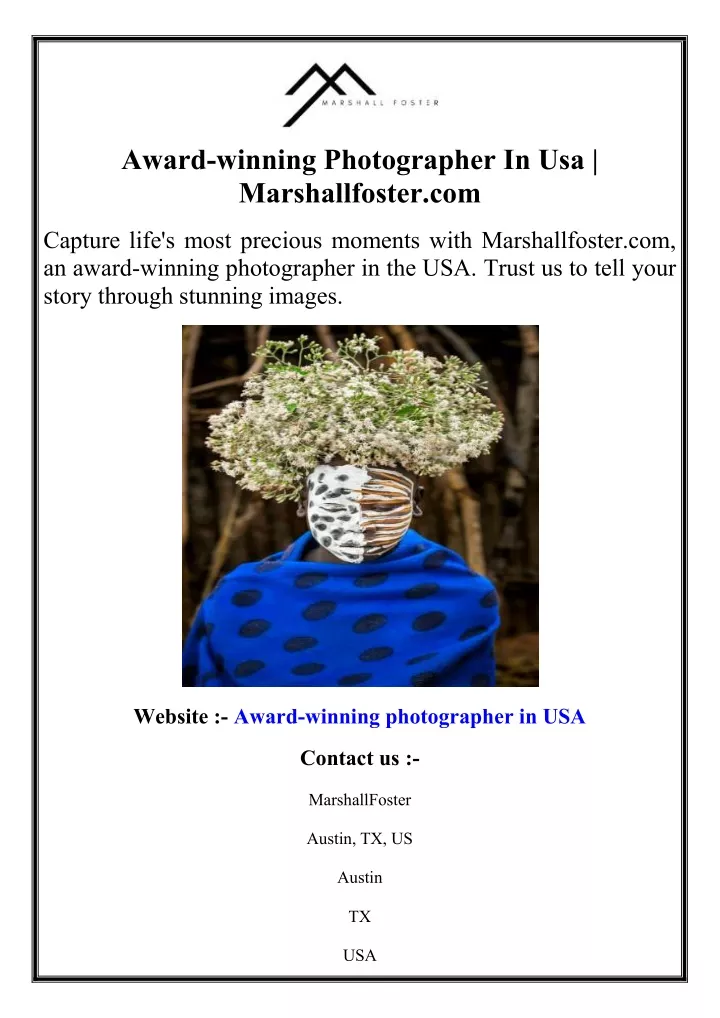 award winning photographer in usa marshallfoster