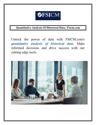 Quantitative Analysis Of Historical Data | Fsicm.com