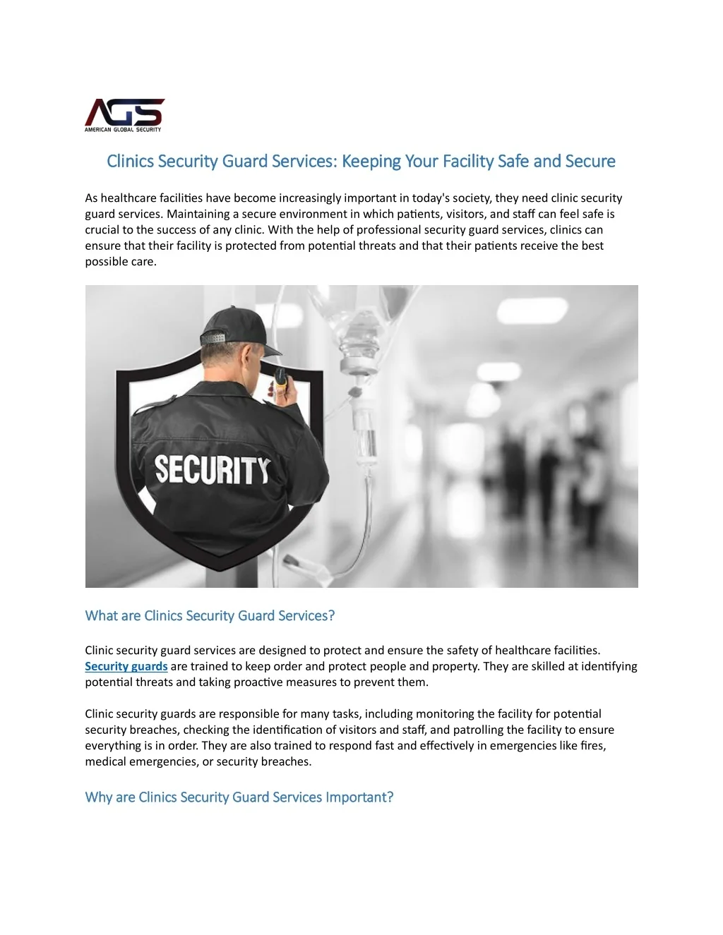 PPT - Clinics Security Guard Services - Keeping Your Facility Safe and ...