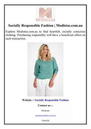 Socially Responsible Fashion  Modistas.com.au