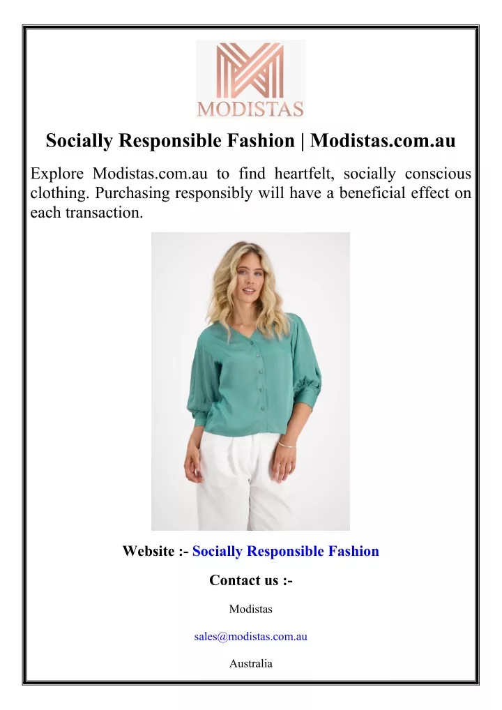 socially responsible fashion modistas com au