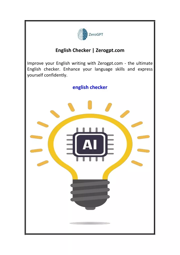 english checker zerogpt com