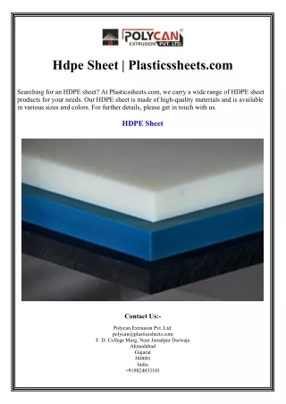 Hdpe Sheet Plasticssheets.com