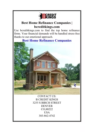 Best Home Refinance Companies  bcreditkings.com