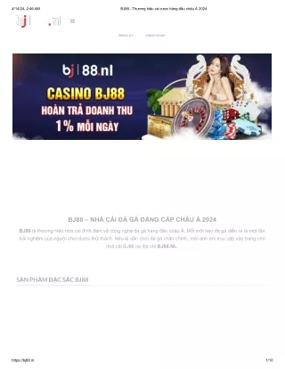 Nhà cái BJ88: Thương hiệu cá cược đá gà đỉnh của chóp năm 2024