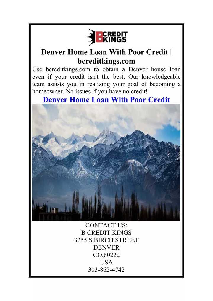 denver home loan with poor credit bcreditkings