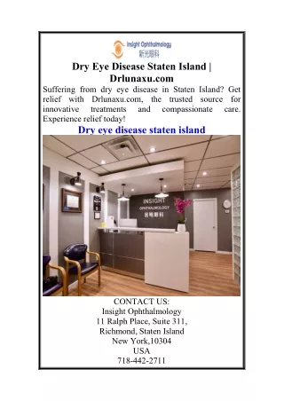 Dry Eye Disease Staten Island  Drlunaxu.com