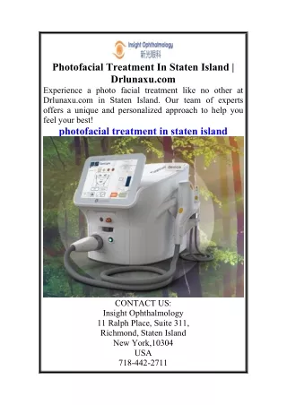 Photofacial Treatment In Staten Island  Drlunaxu.com