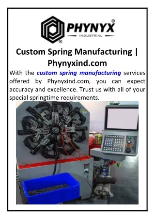 Custom Spring Manufacturing Phynyxind.com