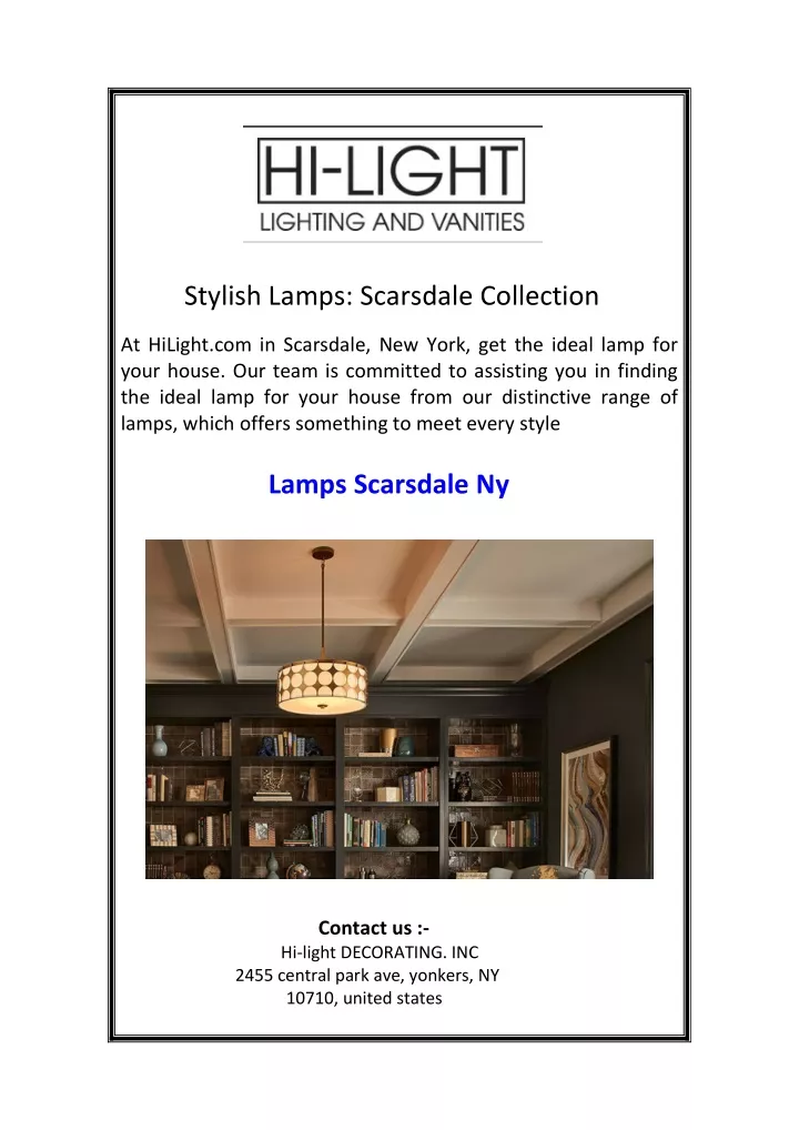 stylish lamps scarsdale collection