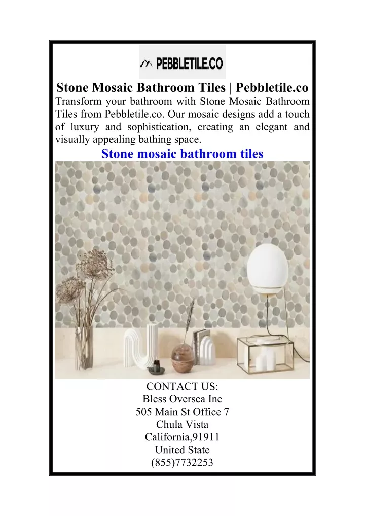 stone mosaic bathroom tiles pebbletile