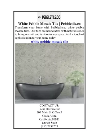 White Pebble Mosaic Tile  Pebbletile.co