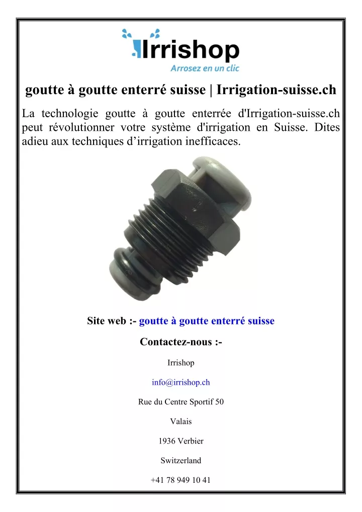 goutte goutte enterr suisse irrigation suisse ch