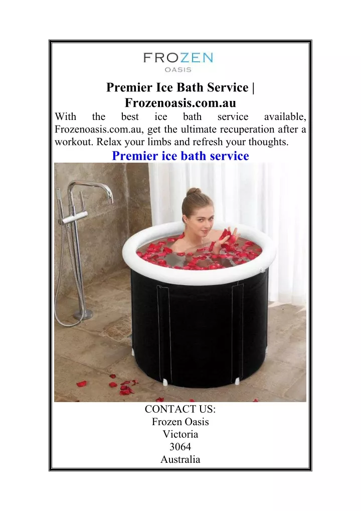 premier ice bath service frozenoasis com au best