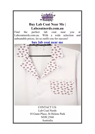 Buy Lab Coat Near Me  Labcoatnerds.com.au