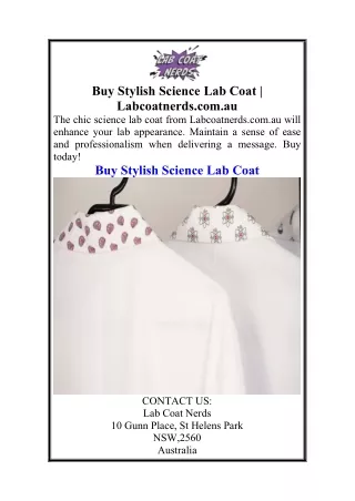 Buy Stylish Science Lab Coat  Labcoatnerds.com.au