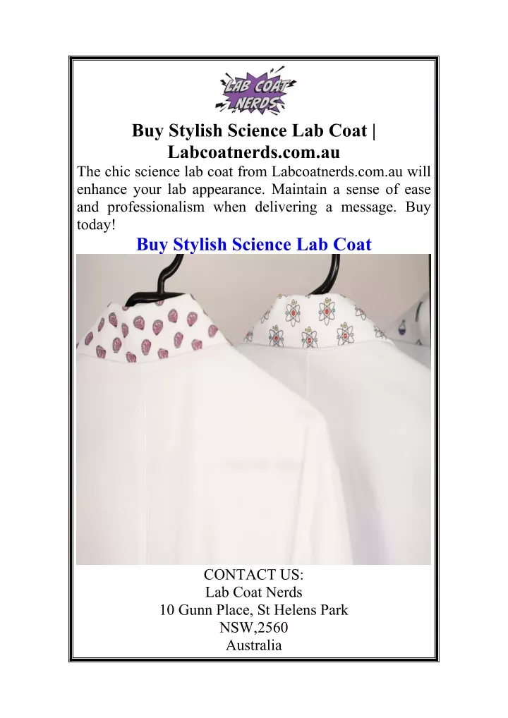 PPT - Buy Stylish Science Lab Coat Labcoatnerds.com.au PowerPoint ...