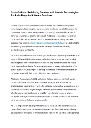 code crafters redefining success with inoesis