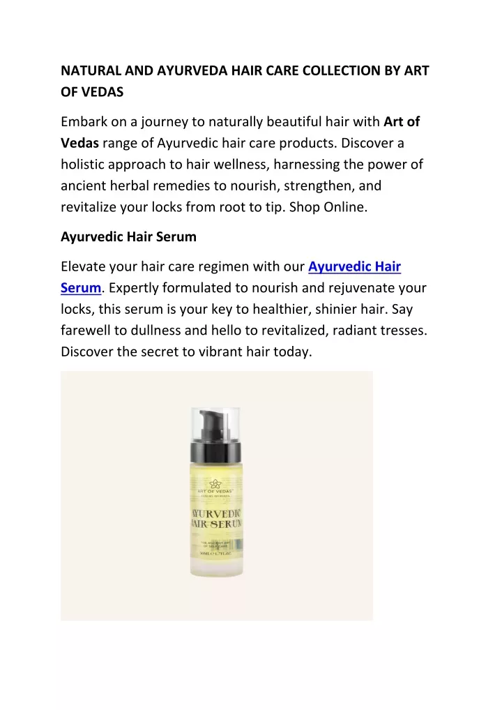 natural and ayurveda hair care collection