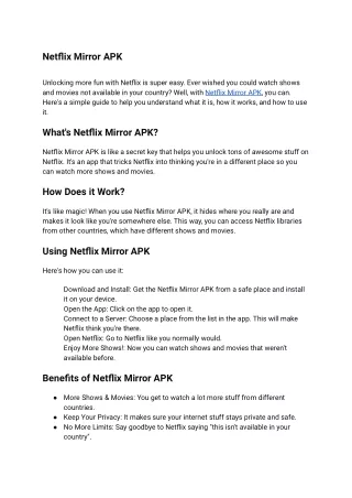 Netflix Mirror APK