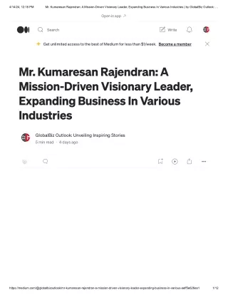 Mr. Kumaresan Rajendran_ A Mission-Driven Visionary Leader, Expanding Business In Various Industries _ by GlobalBiz Outl