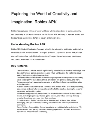 Exploring the World of Creativity and Imagination: Roblox APK