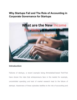 Why Startups Fail and The Role of Accounting in Corporate Governance for Startups