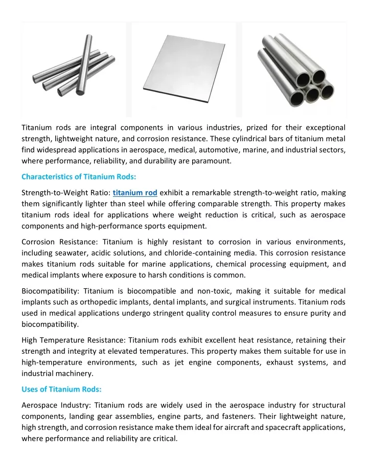 titanium rods are integral components in various