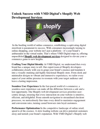 VMD Digital’s Shopify Web Development Services