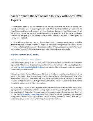 Saudi Arabia's Hidden Gems_ A Journey with Local DMC Experts