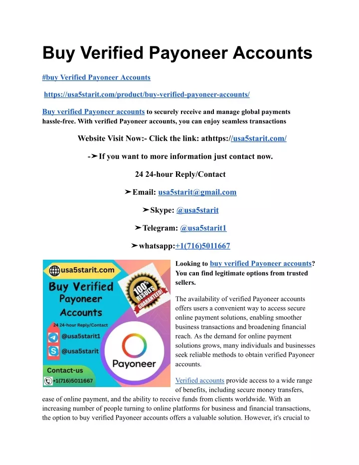 buy verified payoneer accounts