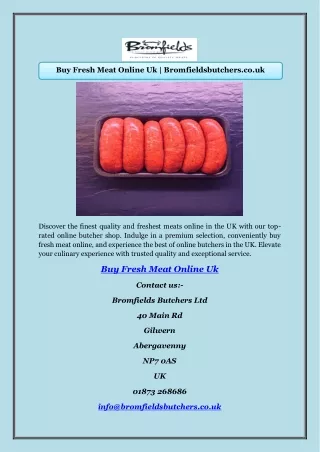 Buy Fresh Meat Online Uk | Bromfieldsbutchers.co.uk