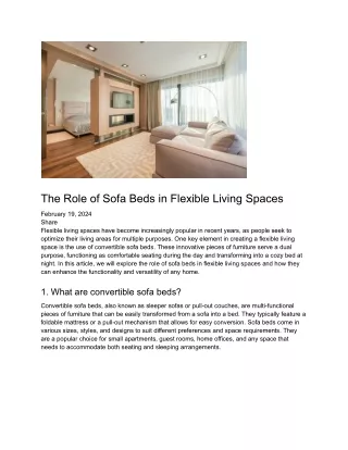The Role of Sofa Beds in Flexible Living Spaces