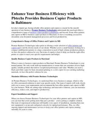 Business copier products in maryland - pbtechs
