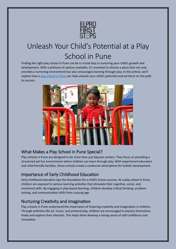 unleash your child s potential at a play school