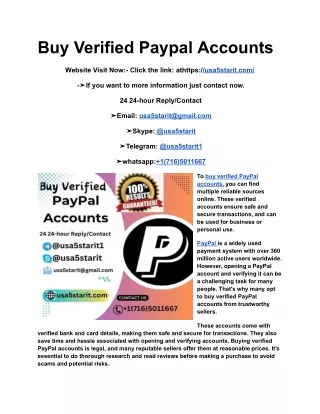 Buy Verified Paypal Accounts-100%Proven & real accounts
