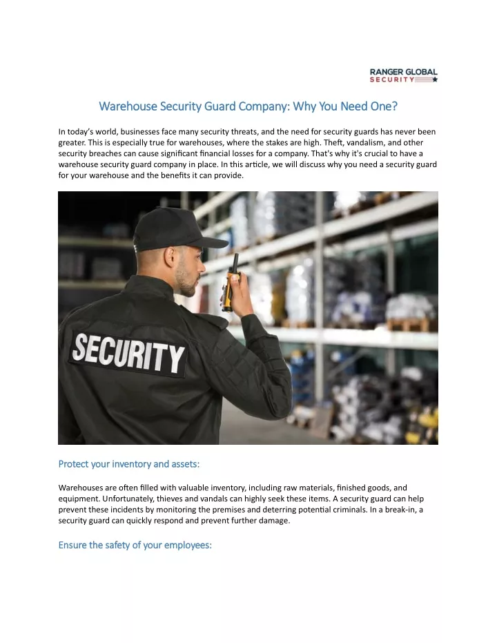 warehouse security guard company why you need