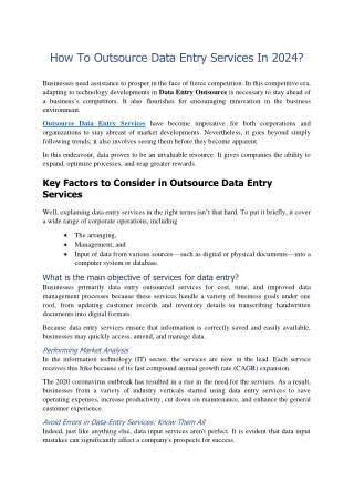How to Outsource Data Entry Services in 2024