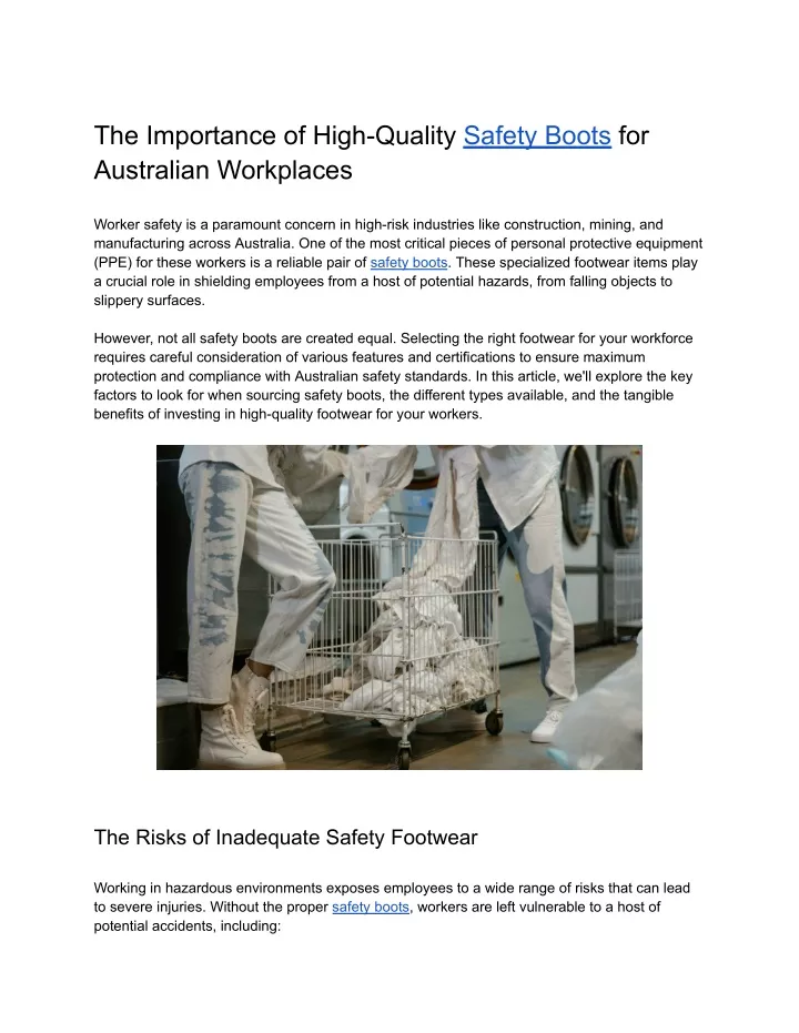 PPT - The Importance of High-Quality Safety Boots for Australian ...